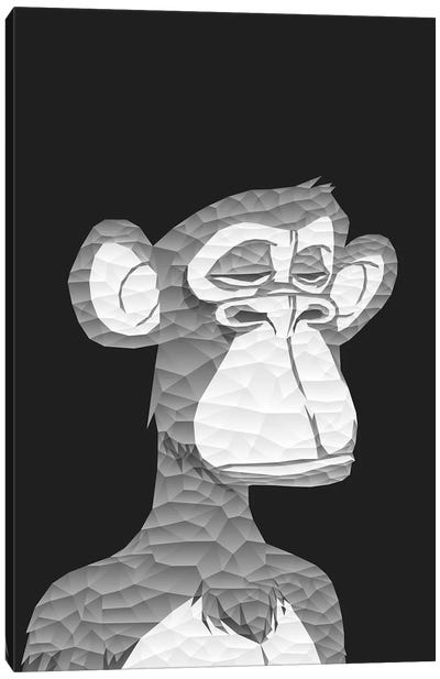 Low Poly Grey Bored Ape Canvas Art Print - Primate Art