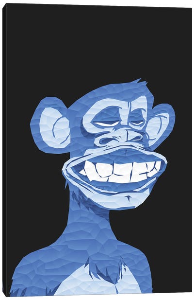 Low Poly Blue Bored Ape Canvas Art Print - Monkey Art