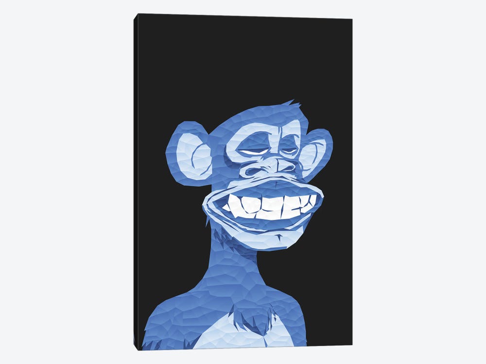 Low Poly Blue Bored Ape by Cristian Mielu 1-piece Canvas Artwork