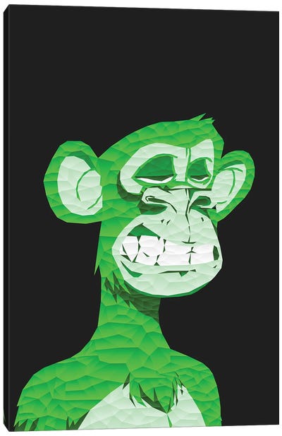Low Poly Green Bored Ape Canvas Art Print - Monkey Art