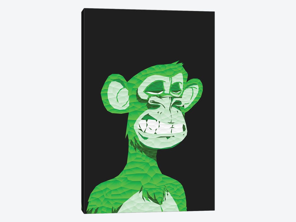 Low Poly Green Bored Ape by Cristian Mielu 1-piece Art Print
