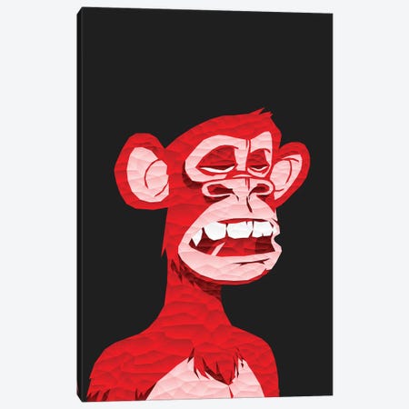Low Poly Red Bored Ape Canvas Print #MIE448} by Cristian Mielu Canvas Wall Art