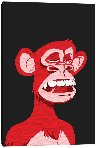 Low Poly Red Bored Ape Canvas Art Print - Monkey Art