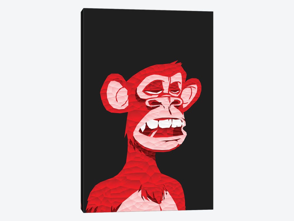 Low Poly Red Bored Ape by Cristian Mielu 1-piece Canvas Art
