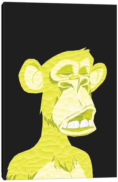 Low Poly Yellow Bored Ape Canvas Art Print - Cristian Mielu