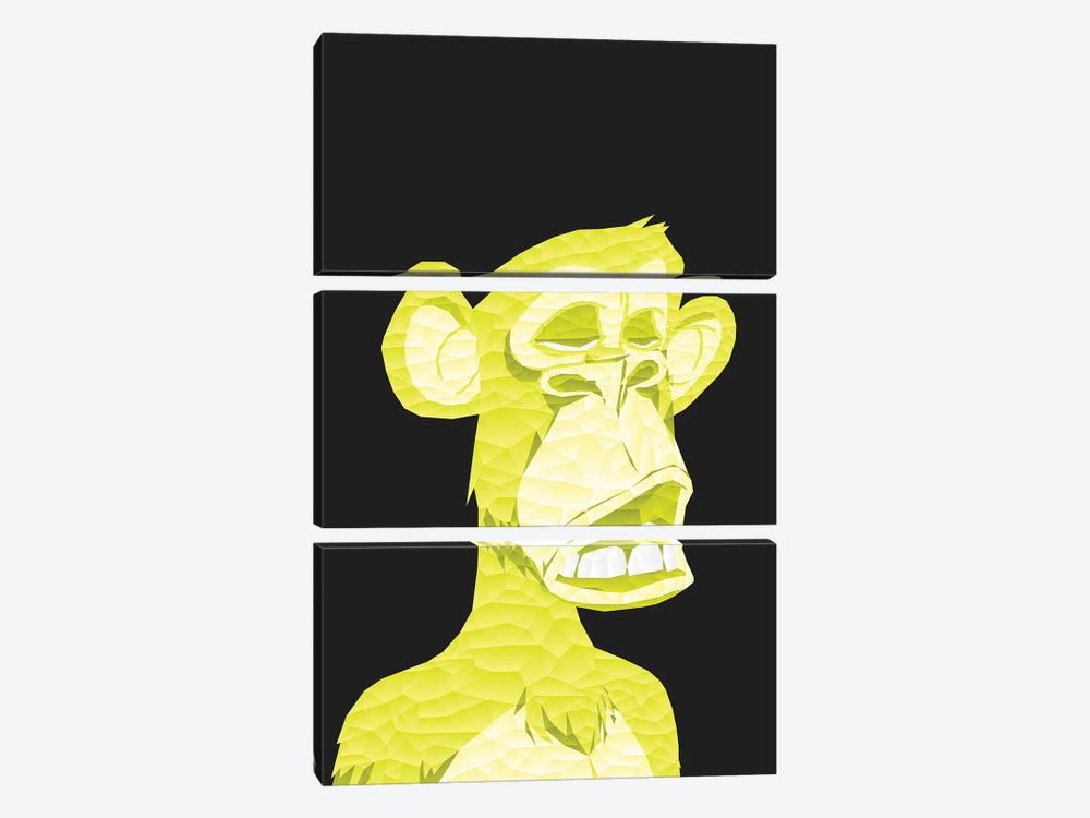 Low Poly Yellow Bored Ape by Cristian Mielu 3-piece Art Print