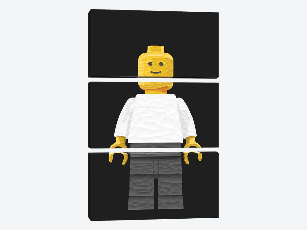 Low Poly Lego Man by Cristian Mielu 3-piece Canvas Art Print