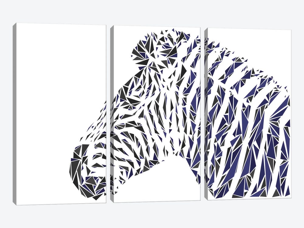 Zebra by Cristian Mielu 3-piece Canvas Artwork