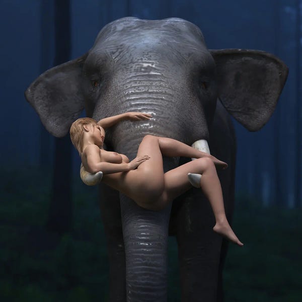 Mike Kiev: Elephant Carries A Young Woman by Mike Kiev