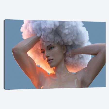 Young Woman With A Cloud On Her Head Canvas Print #MII119} by Mike Kiev Canvas Wall Art