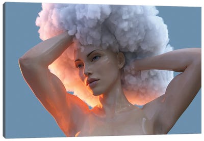 Young Woman With A Cloud On Her Head Canvas Art Print - Mike Kiev
