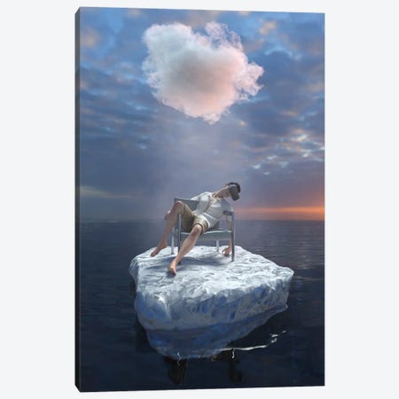 Young Man With VR Glasses Travels The Sea Canvas Print #MII133} by Mike Kiev Canvas Artwork