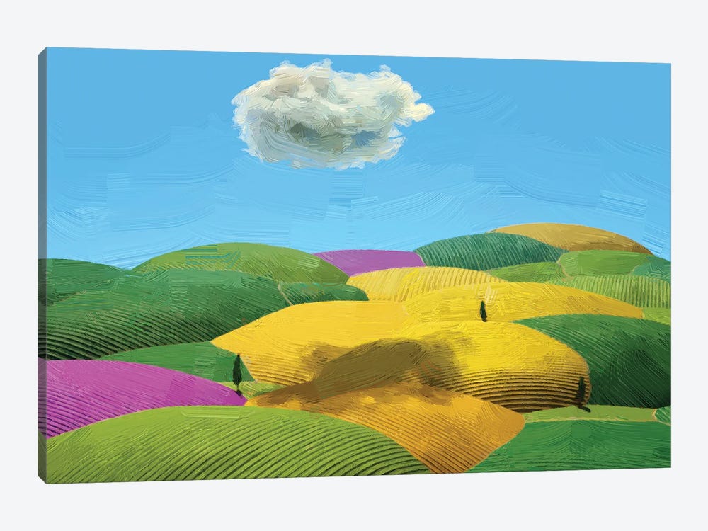 Summer Tuscan Landscape by Mike Kiev 1-piece Canvas Art Print