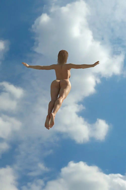 Woman Flying In The Sky