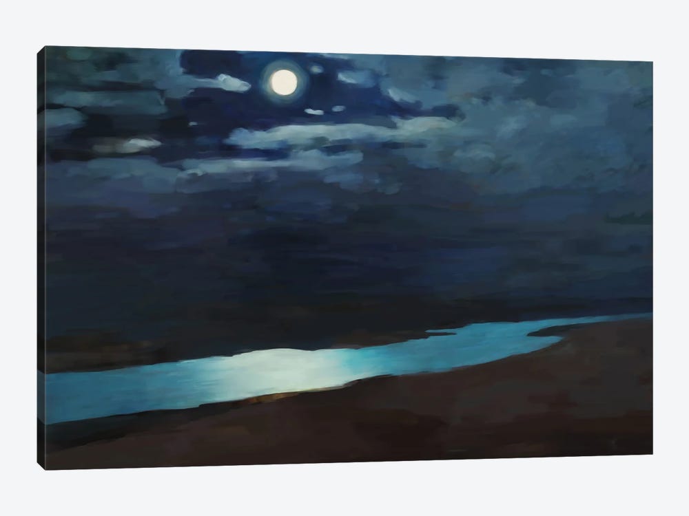 Moonlit Night Over The River by Mike Kiev 1-piece Art Print