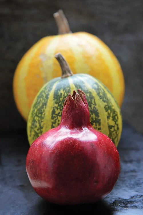 Pomegranate And Pumpkins On Black II