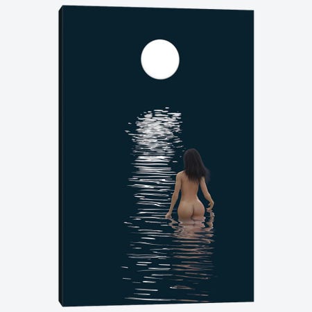 Young Woman Bathes In Dark Water Canvas Print #MII159} by Mike Kiev Canvas Art