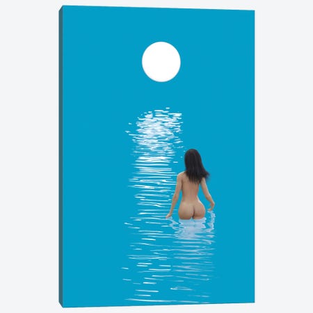 Young Woman Bathes In Blue Water Canvas Print #MII160} by Mike Kiev Canvas Print