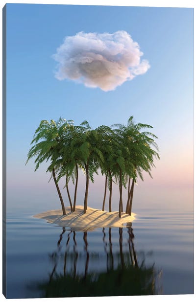 Small Tropical Island In The Sea Canvas Art Print - Mike Kiev