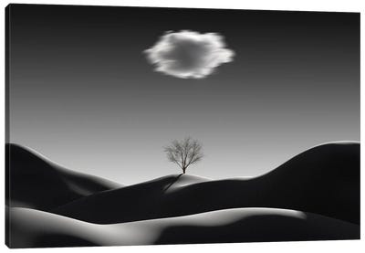 Minimalist Landscape With Blurred Cloud Canvas Art Print - Hill & Hillside Art