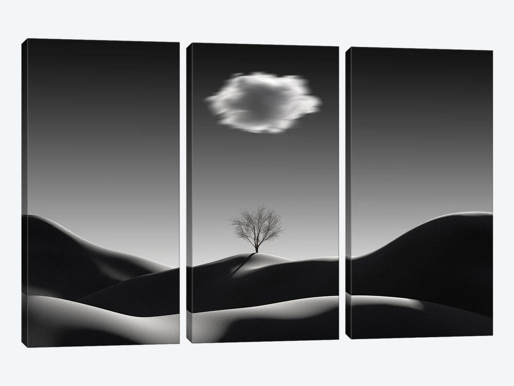 Minimalist Landscape With Blurred Cloud by Mike Kiev 3-piece Art Print