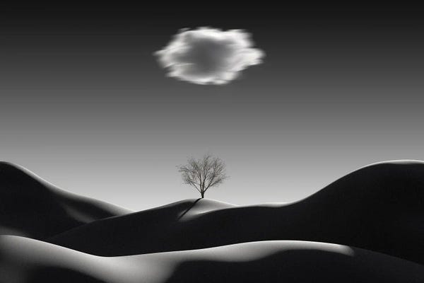 Mike Kiev: Minimalist Landscape With Blurred Cloud by Mike Kiev