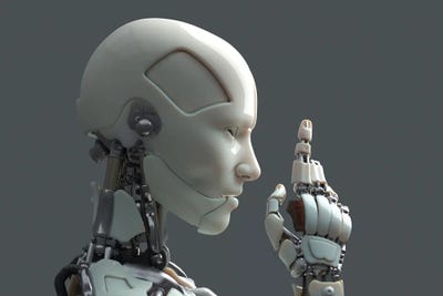 Robot Warning by Mike Kiev art print