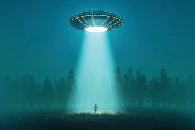 Flying Saucer At Night by Mike Kiev multi panel art