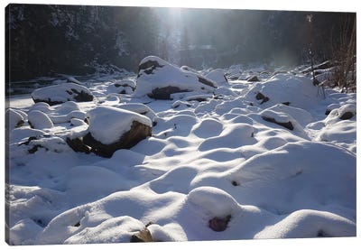 Snowy River In The Carpathian Mountains Canvas Art Print - Mike Kiev