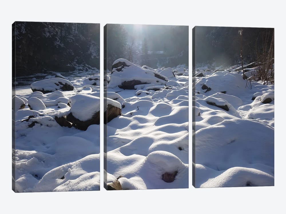 Snowy River In The Carpathian Mountains by Mike Kiev 3-piece Canvas Wall Art
