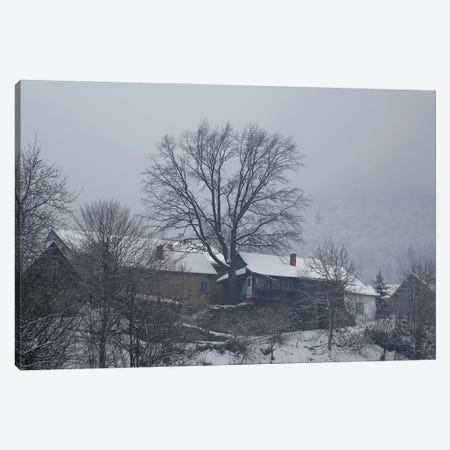 Carpathian Village In Winter Fog Canvas Print #MII203} by Mike Kiev Canvas Art