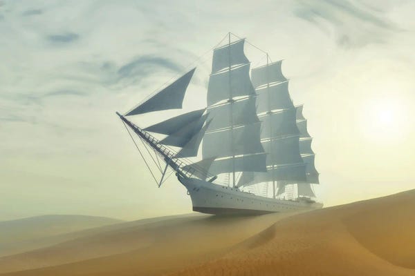 Mike Kiev: Sailboat In The Desert by Mike Kiev