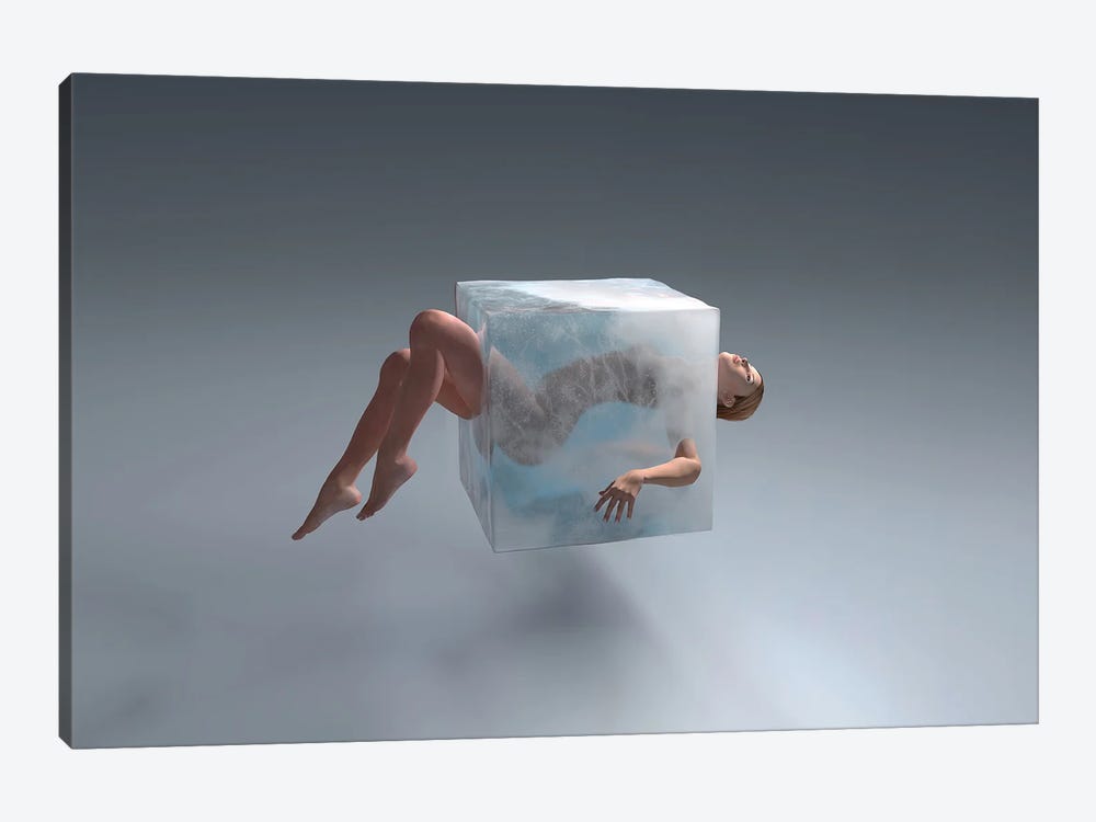 Woman In Ice Cube by Mike Kiev 1-piece Canvas Wall Art