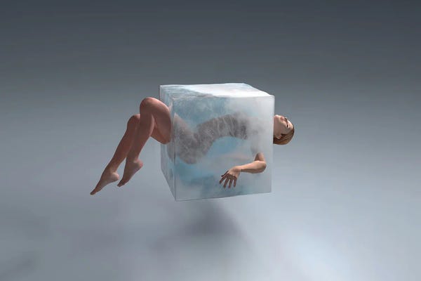 Mike Kiev: Woman In Ice Cube by Mike Kiev