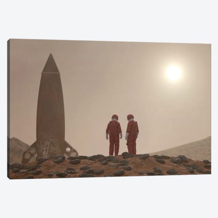 Two Astronauts On The Surface Of Mars Canvas Print #MII211} by Mike Kiev Art Print