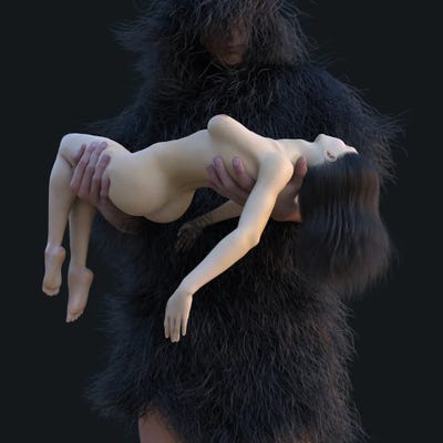 Strong Man Carries An Unconscious Girl by Mike Kiev art print