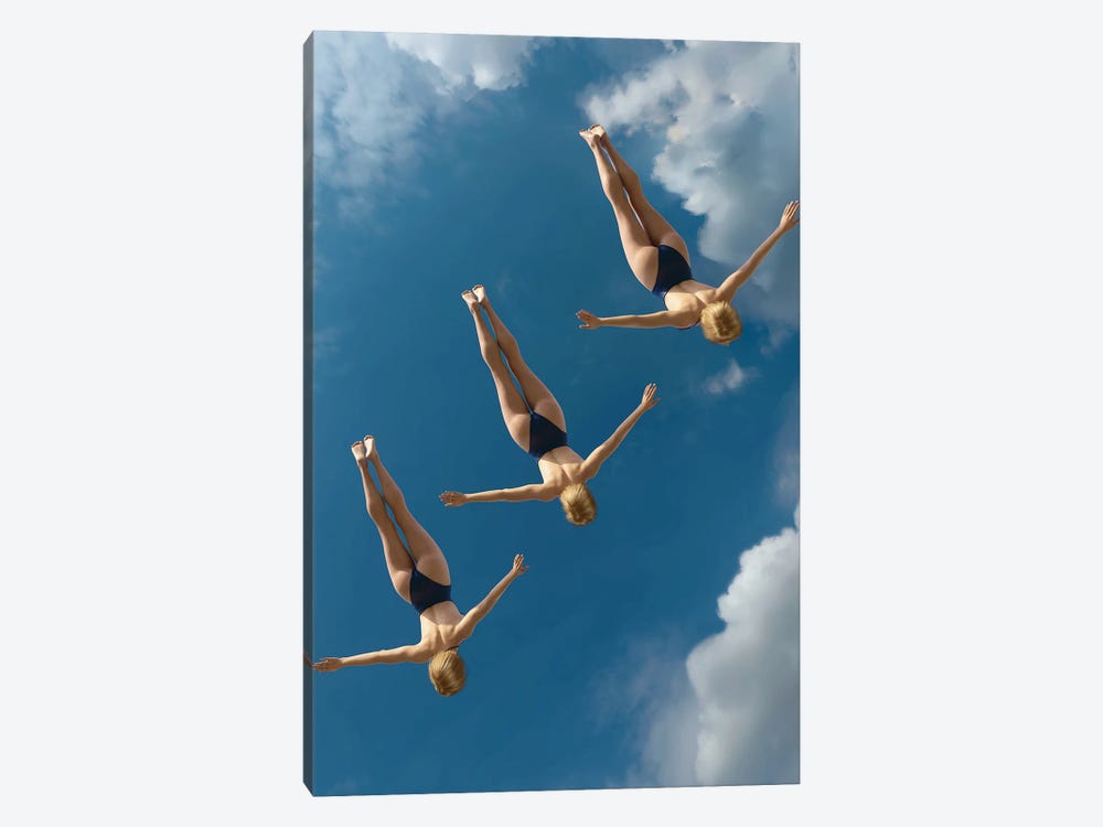 Three Women Jump Into The Water From A Height I by Mike Kiev 1-piece Canvas Artwork