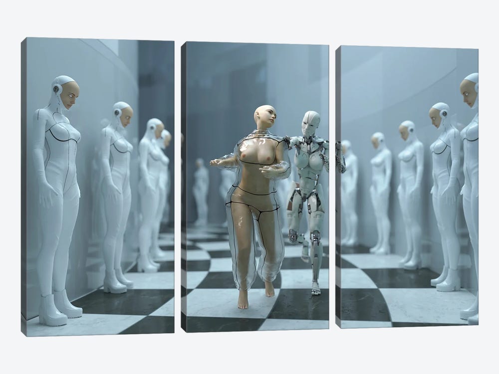 Escape From The Human Cloning Factory by Mike Kiev 3-piece Art Print