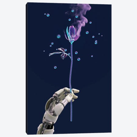 Robot Hand Holding An Artificial Flower III Canvas Print #MII264} by Mike Kiev Canvas Print