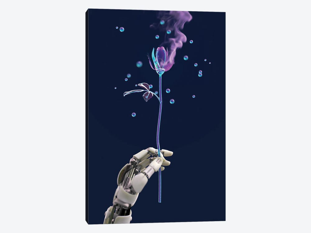Robot Hand Holding An Artificial Flower III by Mike Kiev 1-piece Art Print