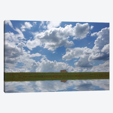 Rural Landscape With River And Clouds Canvas Print #MII288} by Mike Kiev Canvas Wall Art