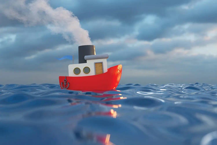 Cartoon Ship Sailing On The Sea I