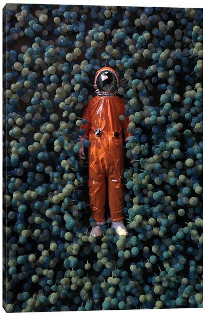 Astronaut Lying In Mushrooms Canvas Art Print - Mushroom Art