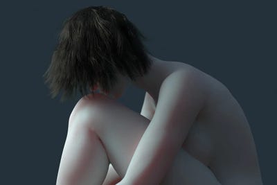 Naked Woman In The Twilight by Mike Kiev multi panel art