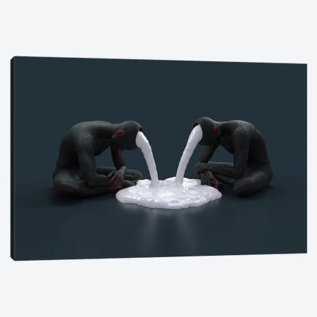Two People Pour Liquid From Heads Canvas Print #MII325} by Mike Kiev Canvas Art