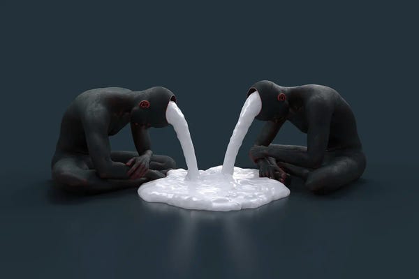 Mike Kiev: Two People Pour Liquid From Heads by Mike Kiev