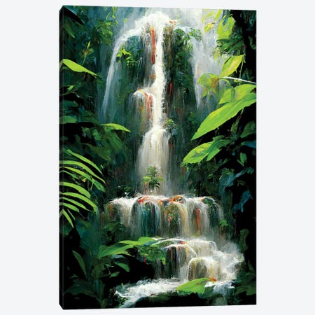 Jungle Waterfall II Canvas Print #MII351} by Mike Kiev Canvas Artwork
