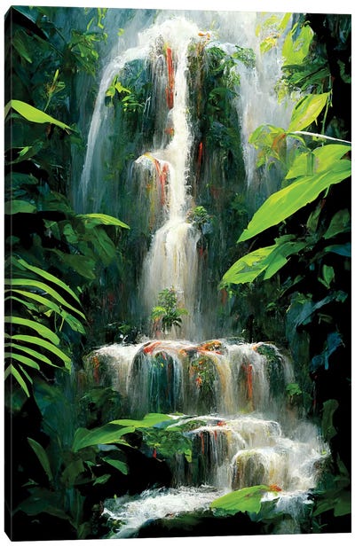Jungle Waterfall II Canvas Art Print - Mike Kiev