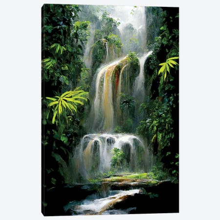 Jungle Waterfall III Canvas Print #MII352} by Mike Kiev Canvas Art