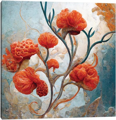 Fantastic Red Flowers V Canvas Art Print - Mike Kiev